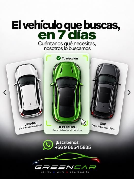 Afiche de GreenCar: Tú nos cuentas qué buscas, nosotros lo encontramos en 7 días